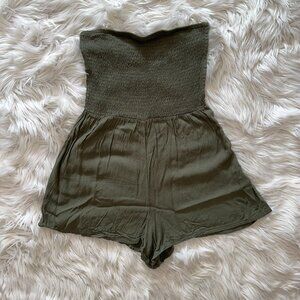 Garage Green Strapless Romper